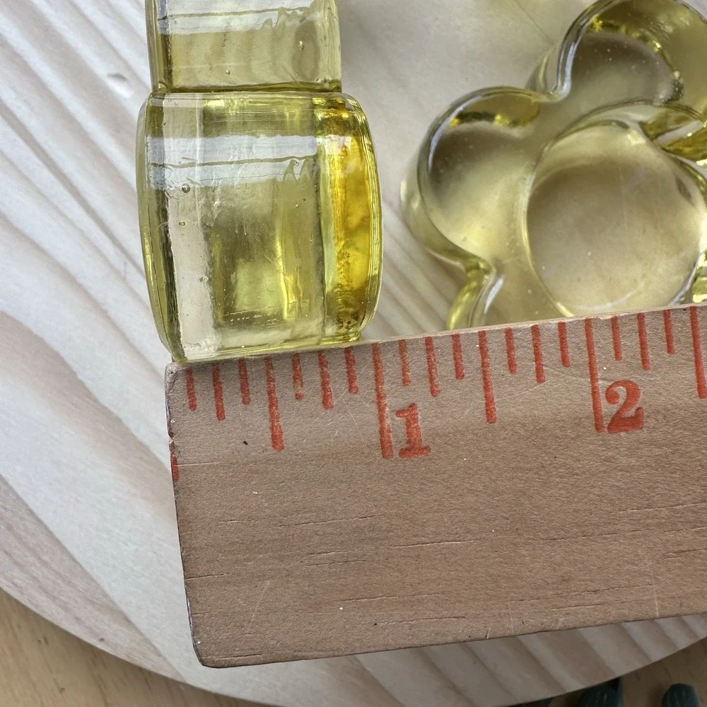VTG 4 Item Lot Candle Holders 3‎ Inch Style Yellow Art Glass MCM Flower
